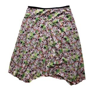 Vintage Women's Skirt Size Medium Asymmetric Hem Elastic Waist Floral Fairy Y2K